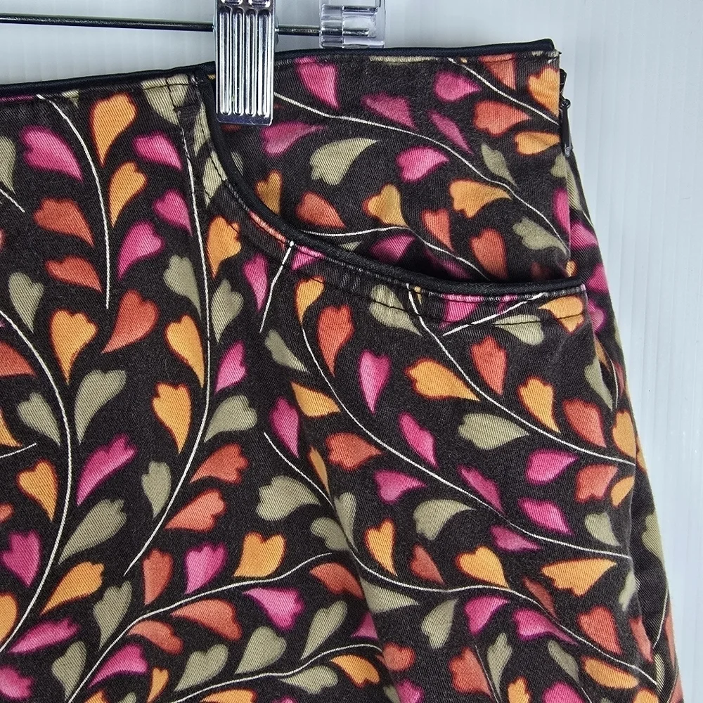 Talbots Womens Stretch Brown Pink Orange Plus Size Skirt Size 16W Pencil Casual